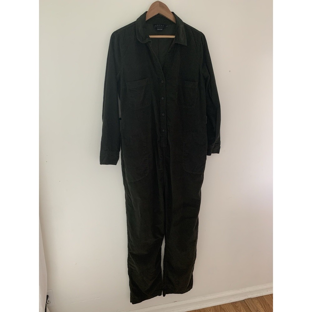 HATCH Maternity Everyday Nursing Corduroy Jumpsuit Long Sleeve Dark Olive Sz M